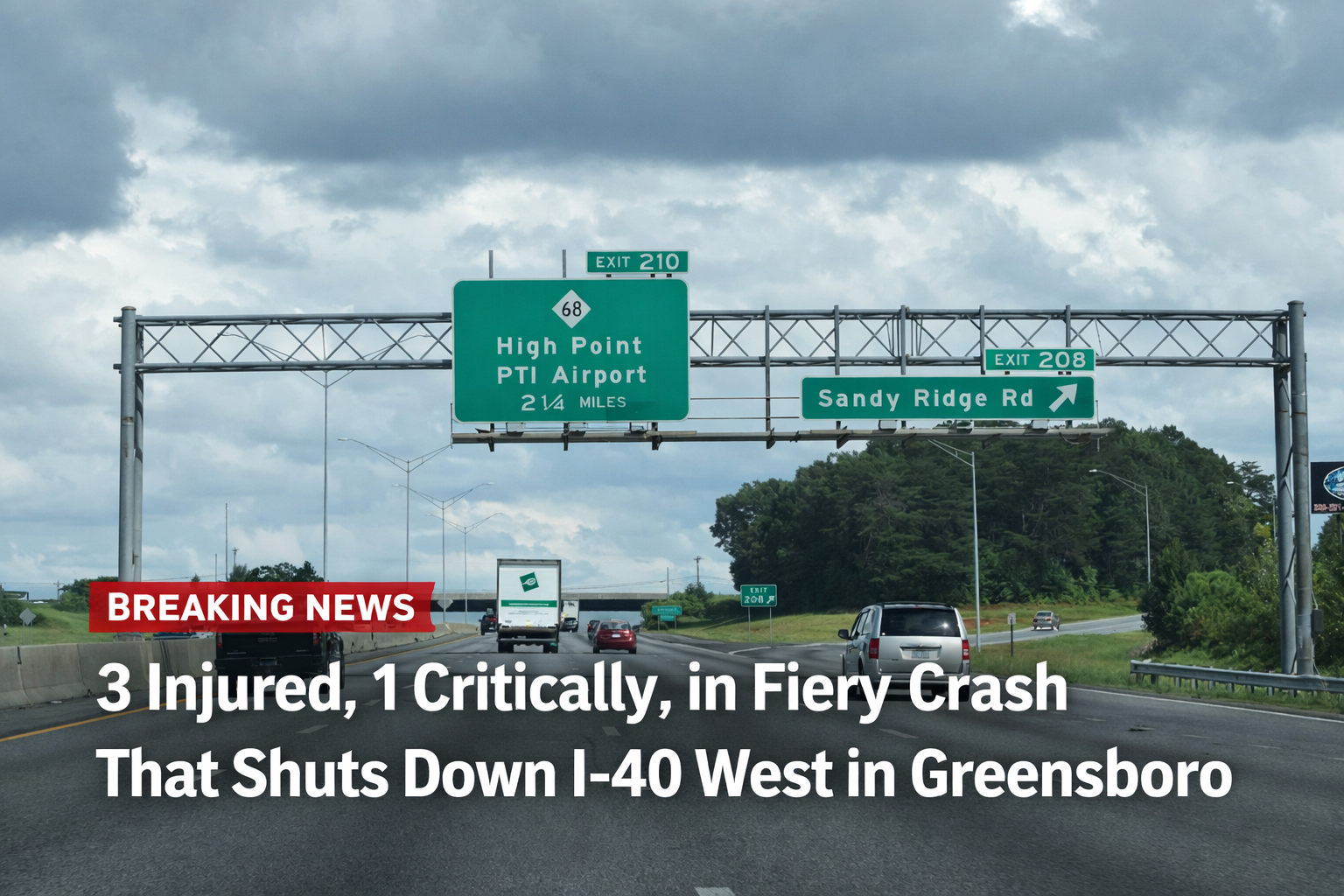 3 Hurt, 1 Critical After Fiery Crash Shuts Down I-40 West in Greensboro